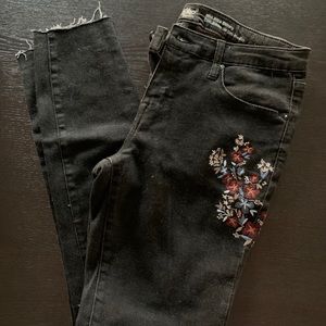 Black Embroidered Jeans